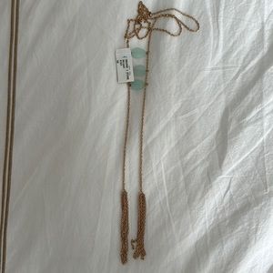 Blue and gold tassle necklace